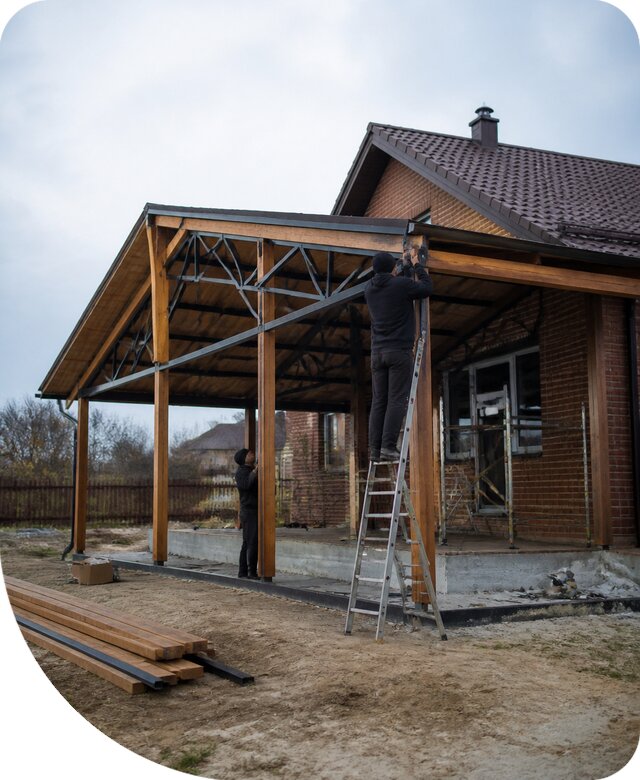 Пристройка навеса к дому и участку в Канске под ключ