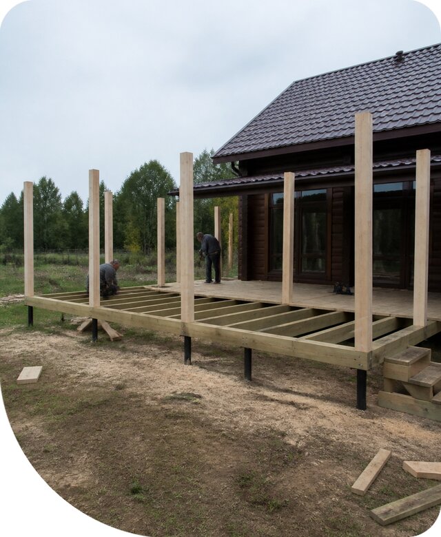 Строительство веранды на сваях под ключ для дома в Канске